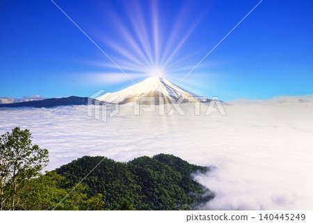 Sea of clouds landscape in Hokkaido and Mt.Fuji composition 140445249