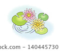 Illustration of water lilies floating on water 140445730