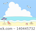 Summer vector illustration 3 with cumulonimbus clouds. 140445732