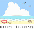 Vector illustration of a summer sea with cumulonimbus clouds. 140445734