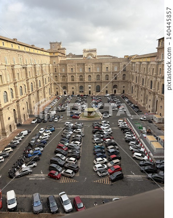 A view of the parking lot taken from inside the Vatican Museums_Vatican City_Vatican City A view of the parking lot taken from inside the Vatican Museums_Vatican City_Vatican City 140445857