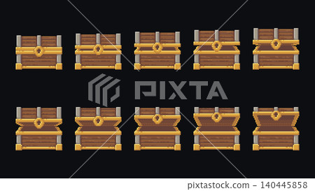 Pixel treasure chest opening animation frames Pixel treasure chest opening animation frames 140445858