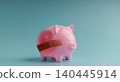 Piggy bank with bandage on pastel background,Economic crisis 140445914