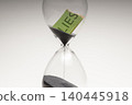 Hourglass with torn paper word LIES, deception, hidden truth and consequences of dishonesty over time 140445918