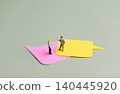 Miniature businessmen on ]speech bubbles,business discussion, communication and partnership meeting 140445920