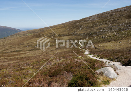 Long winding footpath in Cairngorm mountains, Scotland Long winding footpath in Cairngorm mountains, Scotland 140445926