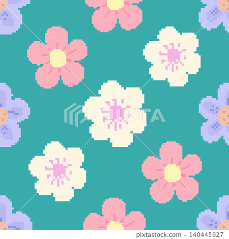 Pastel Pixel Floral Seamless Pattern Pastel Pixel Floral Seamless Pattern 140445927