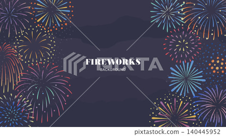 Fireworks-themed night sky background frame Fireworks-themed night sky background frame 140445952