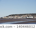 View of English seaside resort Weston-super-Mare from beach 140446012