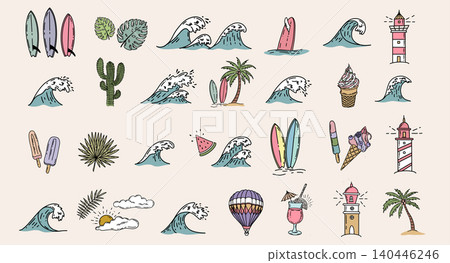 Summer Beach Vacation Elements Collection Summer Beach Vacation Elements Collection 140446246