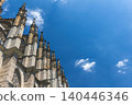 Detail of Gothic St. Barbaras Church with blue sky in the background. Kutna Hora. 140446346