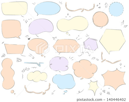 Stylish hand-drawn speech bubble frame set (pencil, pastel colors) Stylish hand-drawn speech bubble frame set (pencil, pastel colors) 140446402