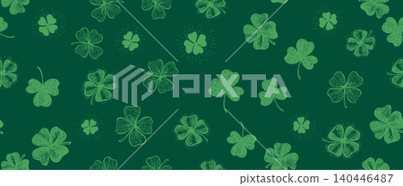 St. Patrick's Day Seamless Pattern with Lucky Clovers St. Patrick's Day Seamless Pattern with Lucky Clovers 140446487