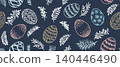 Seamless easter eggs pattern on blue	 140446490