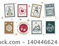 Hand-Drawn Christmas Postage Stamps Collection	 140446624