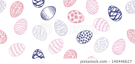Seamless Pattern with Decorated Pastel Easter Eggs Seamless Pattern with Decorated Pastel Easter Eggs 140446627