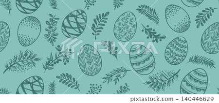Hand-Drawn Decorative Easter Eggs Collection Hand-Drawn Decorative Easter Eggs Collection 140446629