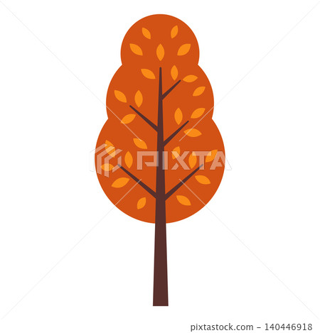 Bright Orange Tree With Leaves Standing Alone in a Simple Design Bright Orange Tree With Leaves Standing Alone in a Simple Design 140446918
