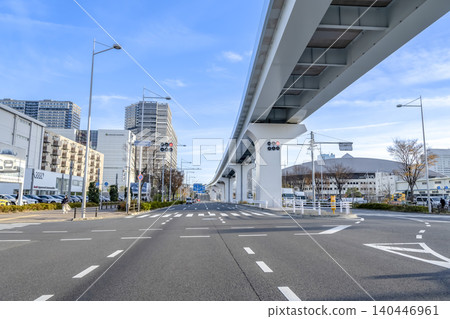 Urban landscape of Ariake, Koto Ward, Tokyo: Ariake Tennis Forest Station and Loop Road 2 Urban landscape of Ariake, Koto Ward, Tokyo: Ariake Tennis Forest Station and Loop Road 2 140446961