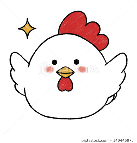 A cute chicken spreading its wings in joy | Hand-drawn style character illustration 140446973