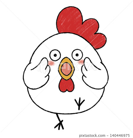 A cute chicken with a surprised expression | A hand-drawn illustration of a surprised face A cute chicken with a surprised expression | A hand-drawn illustration of a surprised face 140446975