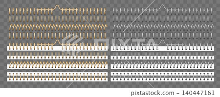 Metal and gold bindings. 3D mockups of clips for notebooks and calendars. Paper bookbinder. Realistic spiral and ring binders. Stationery elements. Steel page wire fasteners vector set Metal and gold bindings. 3D mockups of clips for notebooks and calendars. Paper bookbinder. Realistic spiral and ring binders. Stationery elements. Steel page wire fasteners vector set 140447161