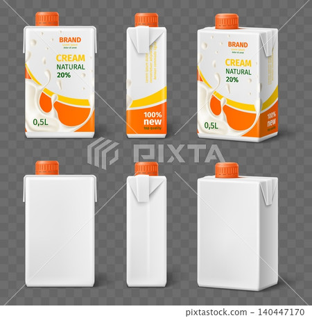 Milk packaging design. Realistic cream bottle design. Container shown from various angles. Screw top lid and label for banding. 3D template for dairy based product. Vector packages set Milk packaging design. Realistic cream bottle design. Container shown from various angles. Screw top lid and label for banding. 3D template for dairy based product. Vector packages set 140447170