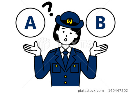 A female police officer is undecided between options A and B. A female police officer is undecided between options A and B. 140447202