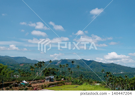 Panoramic View of Lugu Tea Plantation and Central Mountain Range Nantou Panoramic View of Lugu Tea Plantation and Central Mountain Range Nantou 140447204