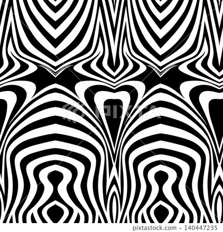 Seamless pattern of black and white lines with a skib design showing curves and shapes in a repeated Seamless pattern of black and white lines with a skib design showing curves and shapes in a repeated 140447235