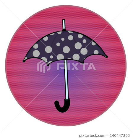 Illustration of an umbrella with a circular background Illustration of an umbrella with a circular background 140447293