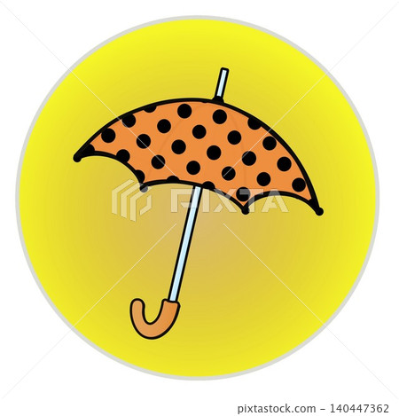Illustration of an umbrella with a circular background Illustration of an umbrella with a circular background 140447362