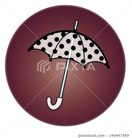 Illustration of an umbrella with a circular background Illustration of an umbrella with a circular background 140447369