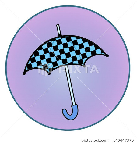 Illustration of an umbrella with a circular background 140447379