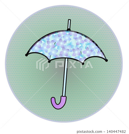 Illustration of an umbrella with a circular background Illustration of an umbrella with a circular background 140447482