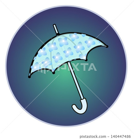 Illustration of an umbrella with a circular background Illustration of an umbrella with a circular background 140447486
