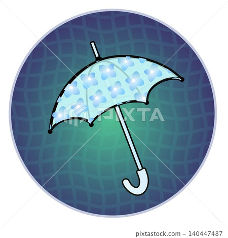 Illustration of an umbrella with a circular background Illustration of an umbrella with a circular background 140447487