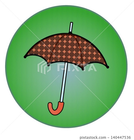 Illustration of an umbrella with a circular background Illustration of an umbrella with a circular background 140447536