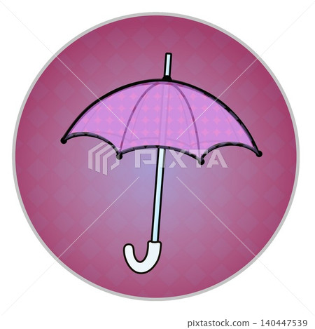 Illustration of an umbrella with a circular background 140447539
