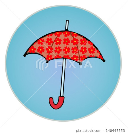 Illustration of an umbrella with a circular background Illustration of an umbrella with a circular background 140447553