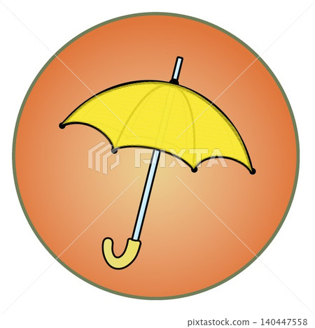 Illustration of an umbrella with a circular background Illustration of an umbrella with a circular background 140447558