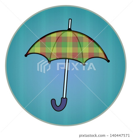 圓形背景的雨傘插圖 圓形背景的雨傘插圖 140447571