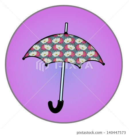 圓形背景的雨傘插圖 圓形背景的雨傘插圖 140447573
