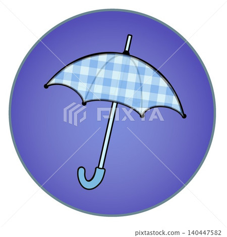 Illustration of an umbrella with a circular background Illustration of an umbrella with a circular background 140447582