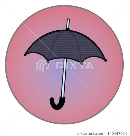 圓形背景的雨傘插圖 圓形背景的雨傘插圖 140447614