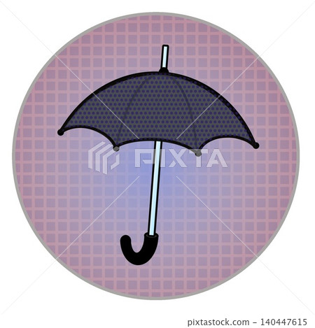 圓形背景的雨傘插圖 圓形背景的雨傘插圖 140447615