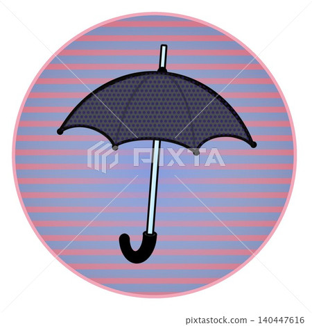 Illustration of an umbrella with a circular background Illustration of an umbrella with a circular background 140447616