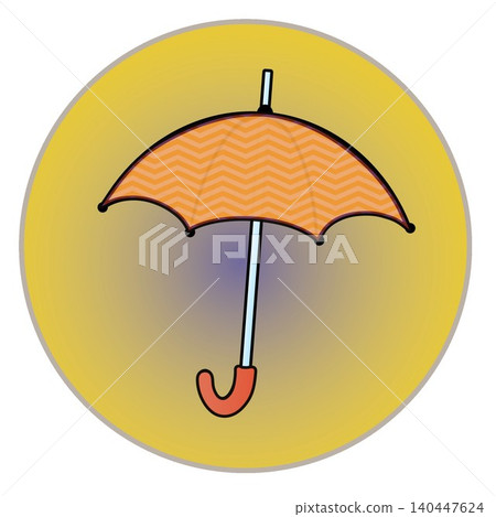 Illustration of an umbrella with a circular background Illustration of an umbrella with a circular background 140447624