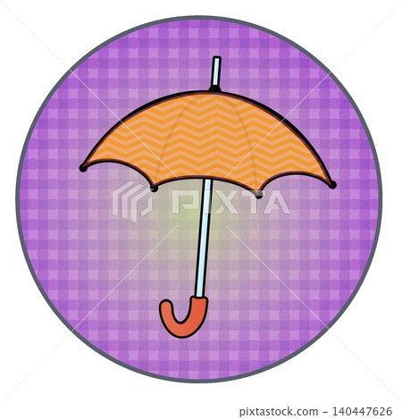 Illustration of an umbrella with a circular background Illustration of an umbrella with a circular background 140447626