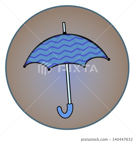 Illustration of an umbrella with a circular background Illustration of an umbrella with a circular background 140447632